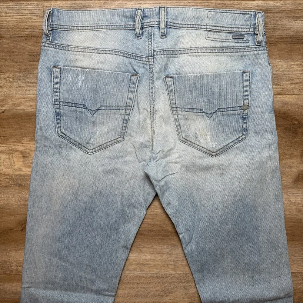 Diesel Tepphar Slim-Carrot Jeans Mens 31x32 Light Blue Stretch Distressed 0849E